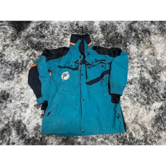 Vintage Champion Miami Dolphins Varsity Jacket Men's XL Teal Full-Zip - Picture 1 of 7